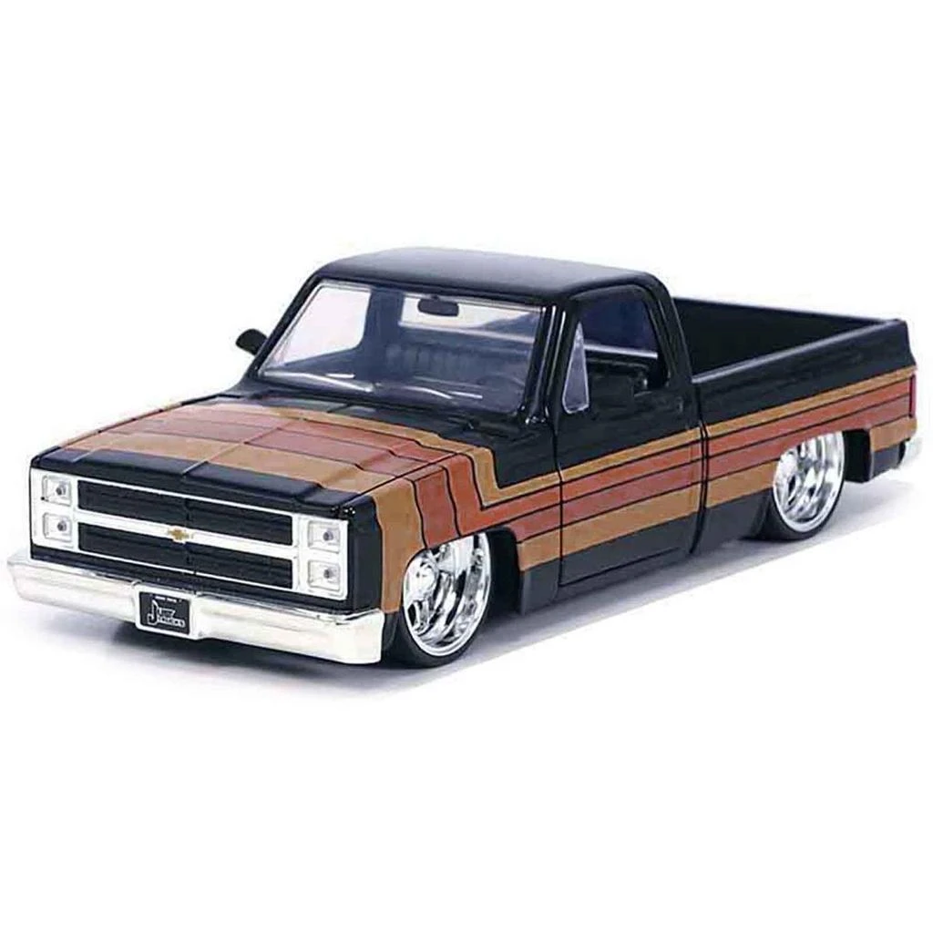 Jada Toys Jada  1-24 Just Trucks Series Diecast Model Car for 1985 Chevrolet C-10 Pickup Truck - Black with Stripes & Paradox Wheels 1