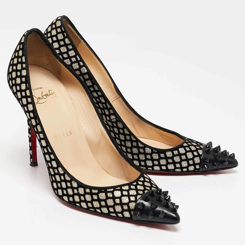 Christian Louboutin Christian Louboutin Black/Gold Glitter and Patent Leather Geo Pumps Size 36 4