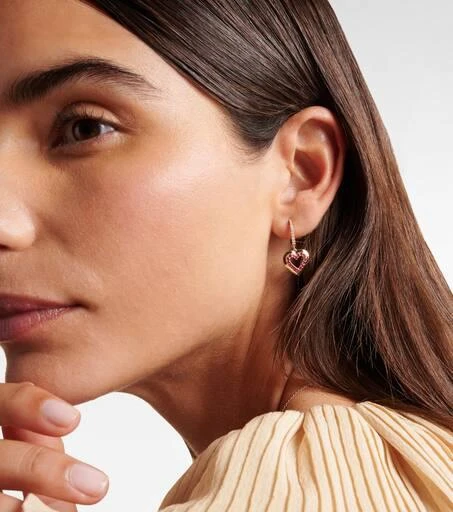 Roxanne First 14kt gold hoop earrings with diamonds and sapphires 2