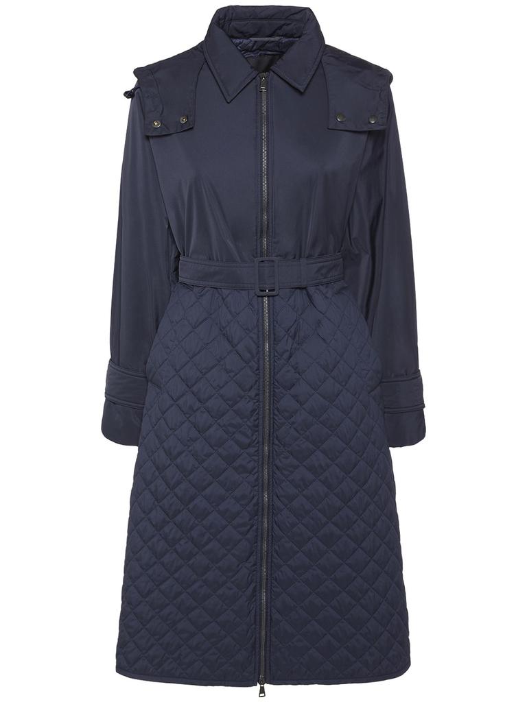 WEEKEND MAX MARA Olga Quilted Belted Long Coat W/hood