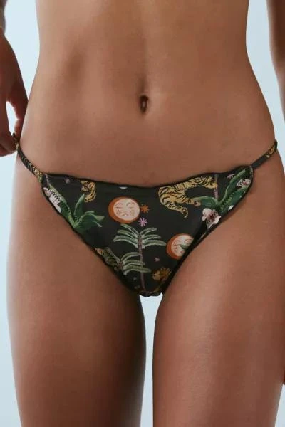 Out From Under Out From Under X Wild Lovers Tilly Tiger Print Satin Thong 1