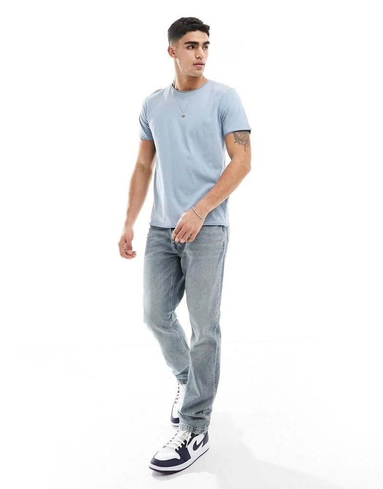 Brave Soul Brave Soul raw edge t-shirt in steel blue 3