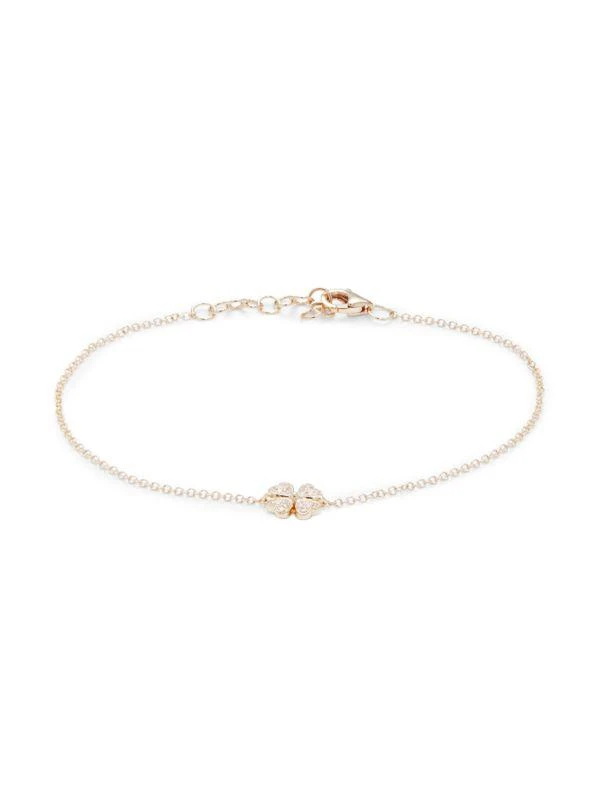 Saks Fifth Avenue 14K Yellow Gold & 0.05 TCW Diamond Clover Leaf Bracelet 1
