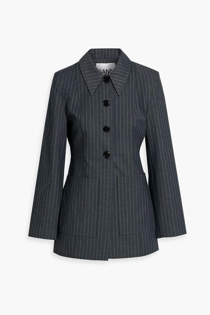 Ganni Pinstriped twill blazer 1