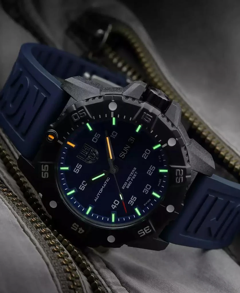 Luminox Men's Swiss Automatic Master Carbon Seal Blue Rubber Strap Watch 45mm 9
