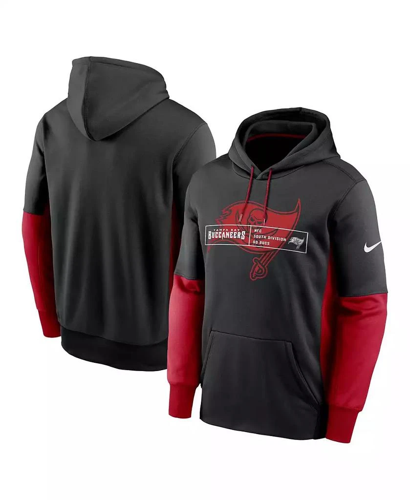 NIKE Men's Black Tampa Bay Buccaneers Color Block Fleece Performance Pullover Hoodie 1