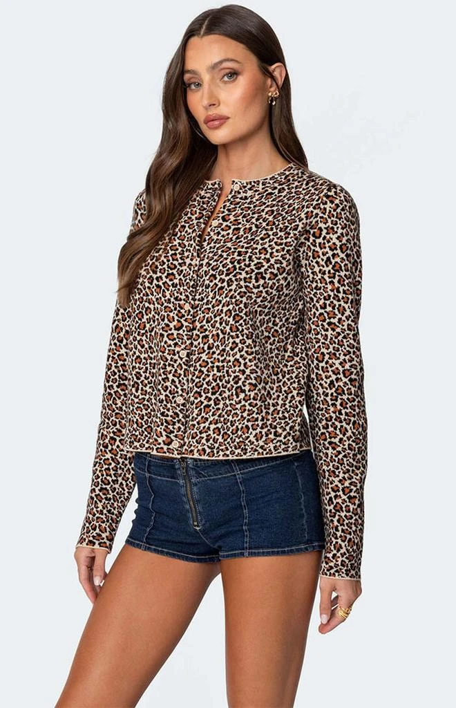 Edikted Leopard Printed Knit Cardigan 3