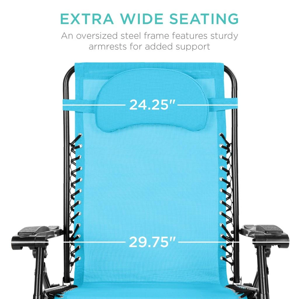 Best Choice Products Oversized Zero Gravity Chair, Folding Outdoor Patio Lounge Recliner w/ Cup Holder 2