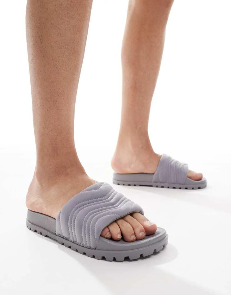 ASOS ASOS DESIGN slider sandals in grey with cleated sole 1