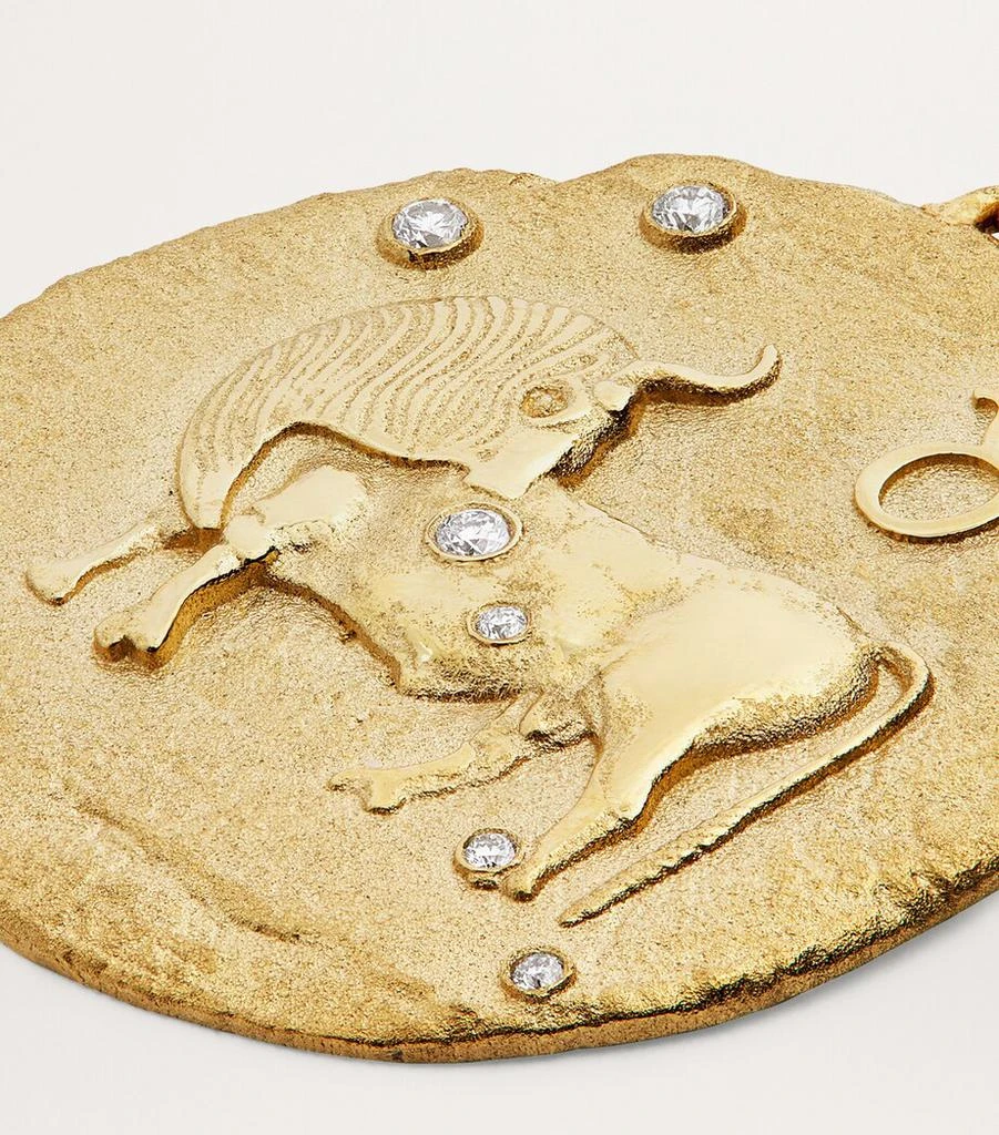 Azlee Large Yellow Gold Zodiac Taurus Coin Charm 5