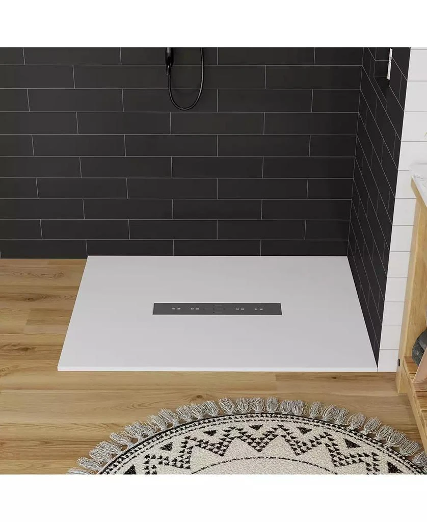 CASAINC Low-Profile SMC Shower Base with Non-Slip SMC Solid Surface, Reversible Drain and SMC Cover