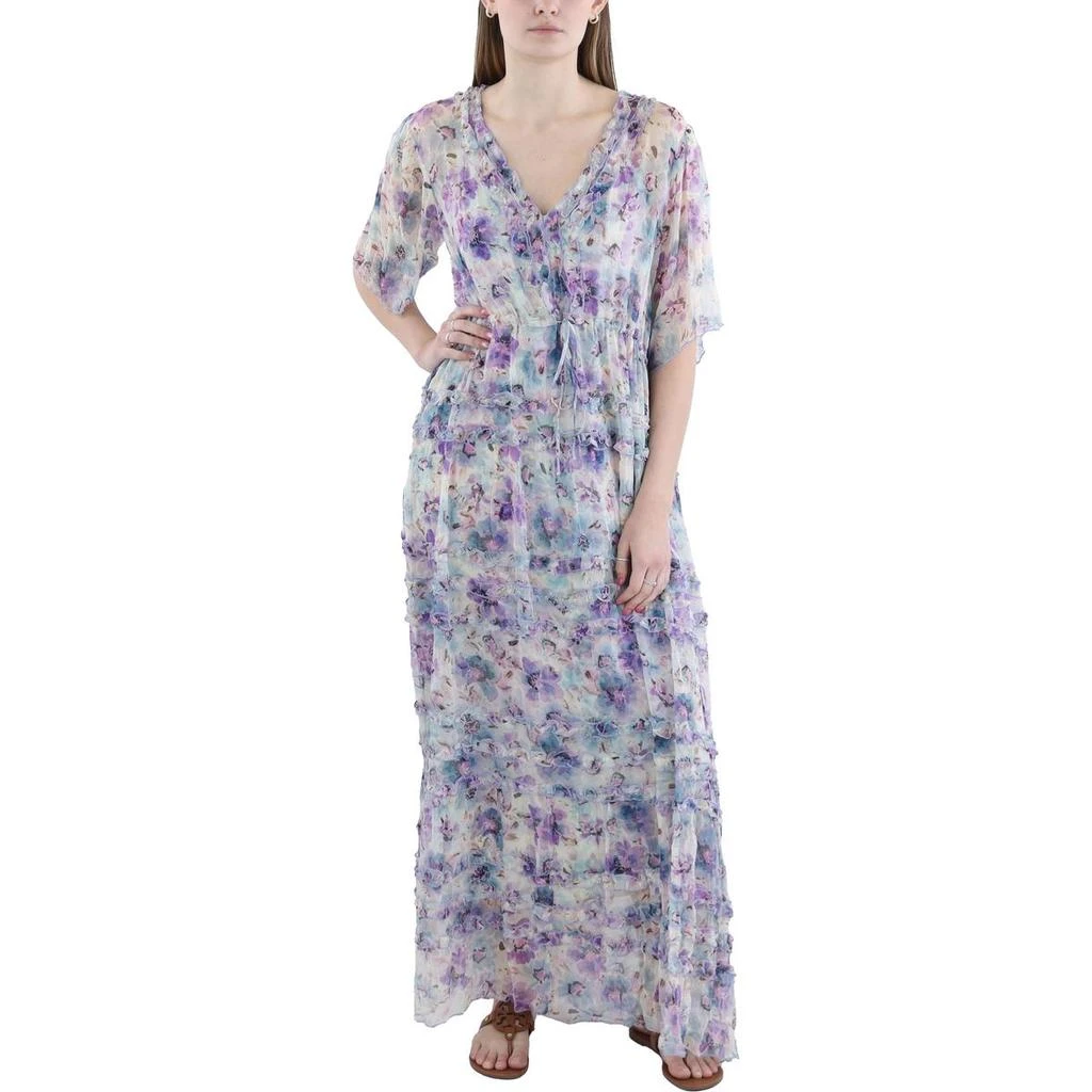 Johnny Was Glinda Womens Silk Tiered Maxi Dress 1