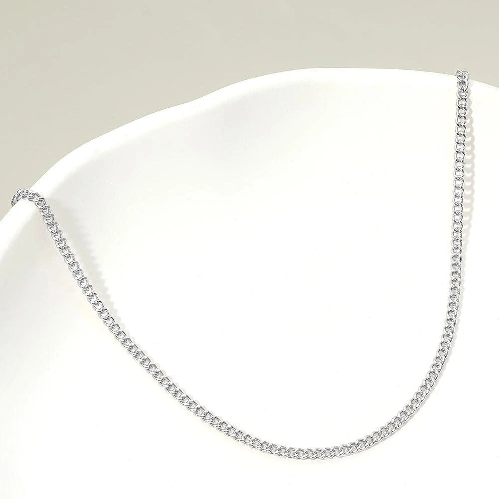 FASHNZFAB Silver Dipped Classic Curb Chain Necklace