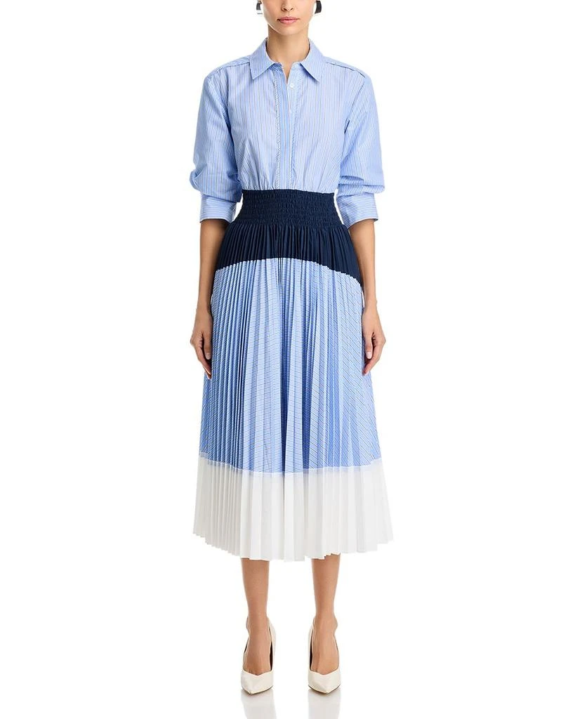 SIMKHAI Jenella Color Blocked Pleated Poplin Dress 7