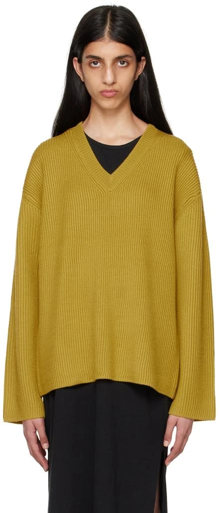 6397 Yellow Rib Knit Sweater 1