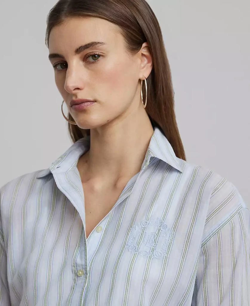 Ralph Lauren Petite Oversize Striped Cotton Voile Shirt 3