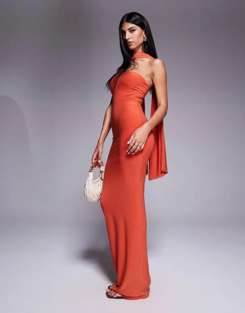 knee length dresses for ladies Ava Sculpted Maxi Dress- Brown Small main image 1