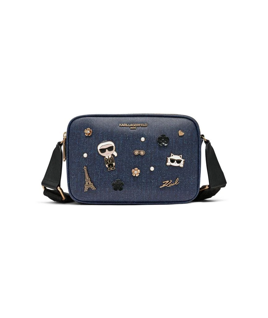 Karl Lagerfeld Paris MAYBELLE DENIM CROSSBODY WITH PINS 1