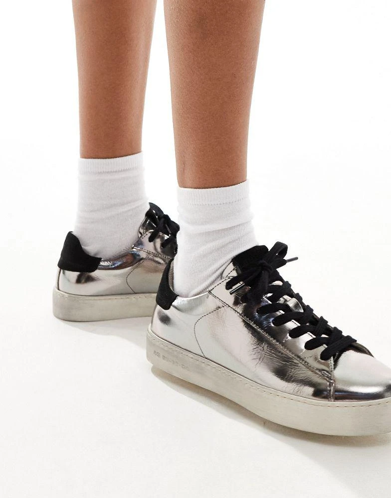 ALL SAINTS AllSaints Shana metallic leather trainers in silver 5