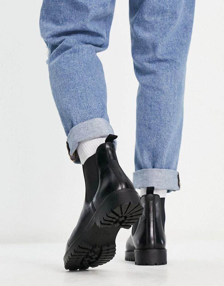 WALK LONDON Walk London Sean chunky chelsea boots in black leather 4