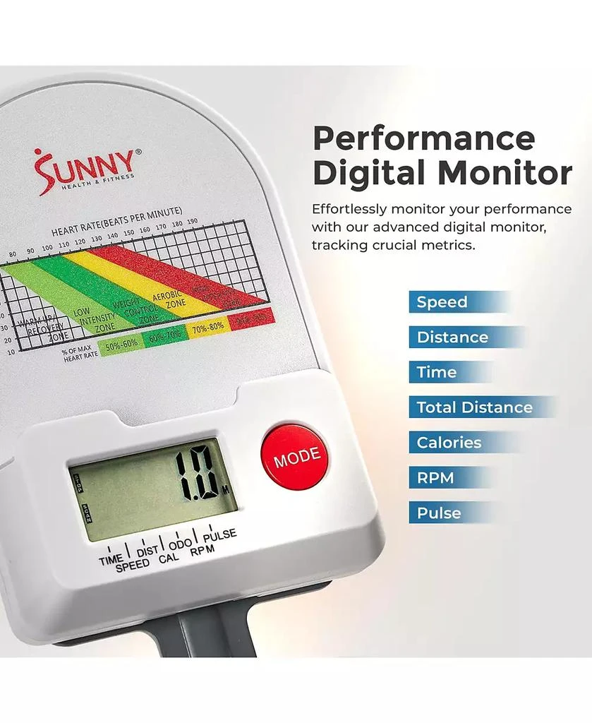 Sunny Health
Fitness Smart Two-stage Transmission Magnetic Belt Drive Upright Exercise Bike 6