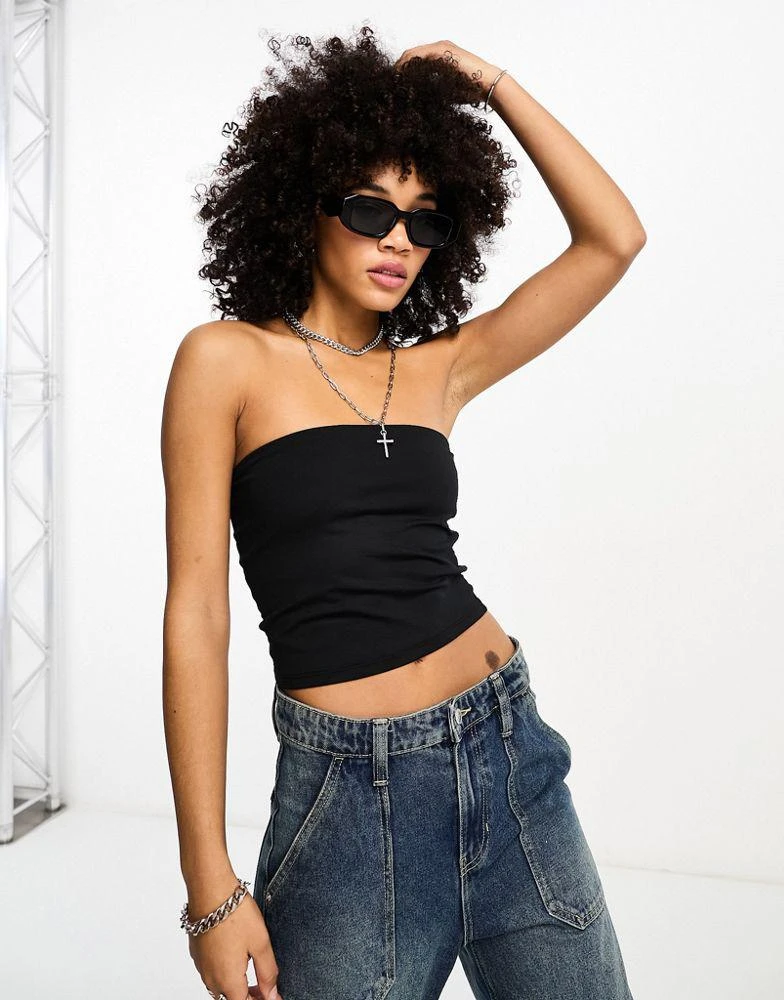 Bershka Bershka 2 pack bandeau tube top in black and green 1