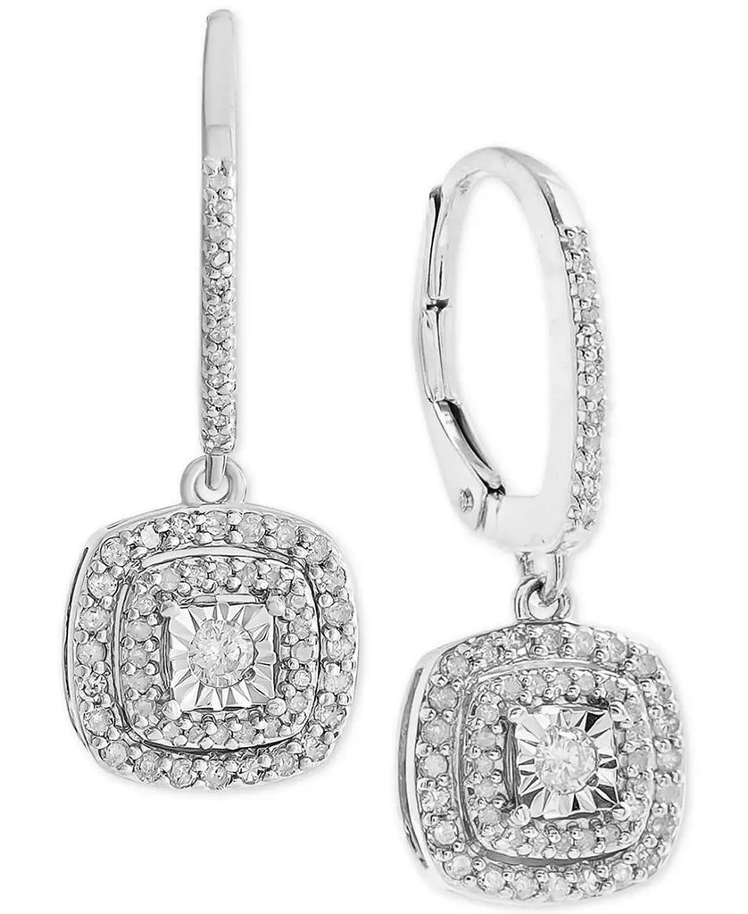 Macy's Diamond Halo Drop Earrings (1/2 ct. t.w.) in Sterling Silver, 14k Rose Gold Sterling Silver & 14k Gold Sterling Silver. 2