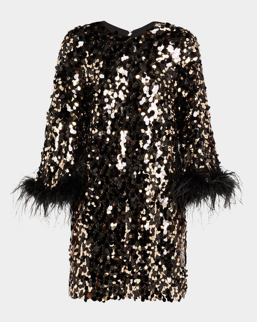 Trina Turk Juliet Feather-Cuff Sequin Mini Dress 1