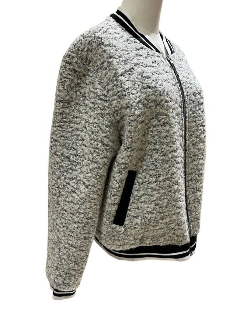 Glamorous Glamorous - Women's Cashmere Blend Boucle Winter Varsity Style Bomber Jacket 2