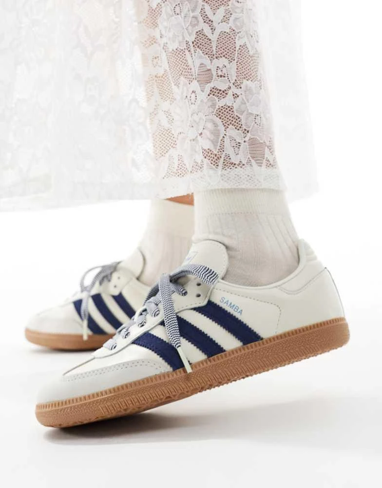 Adidas adidas Originals Samba trainers in off white and navy 1