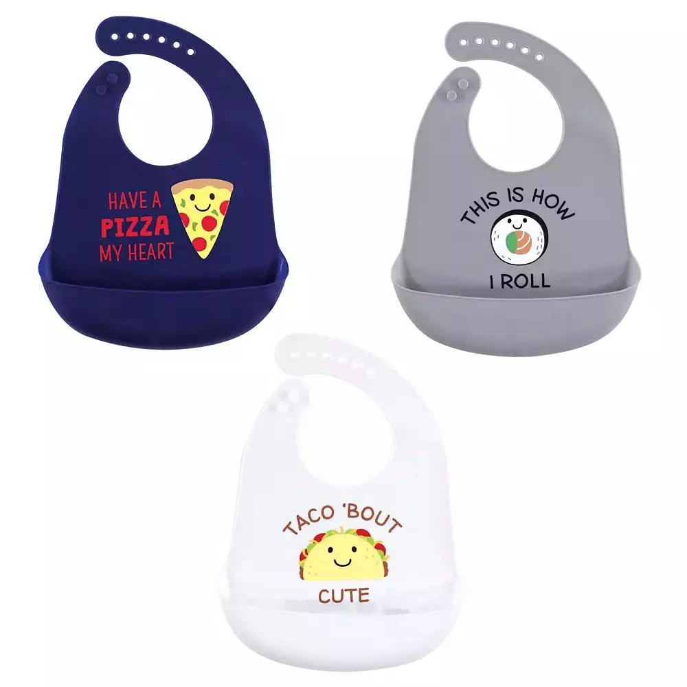Hudson Triple Pack of Durable Silicone Baby Bibs