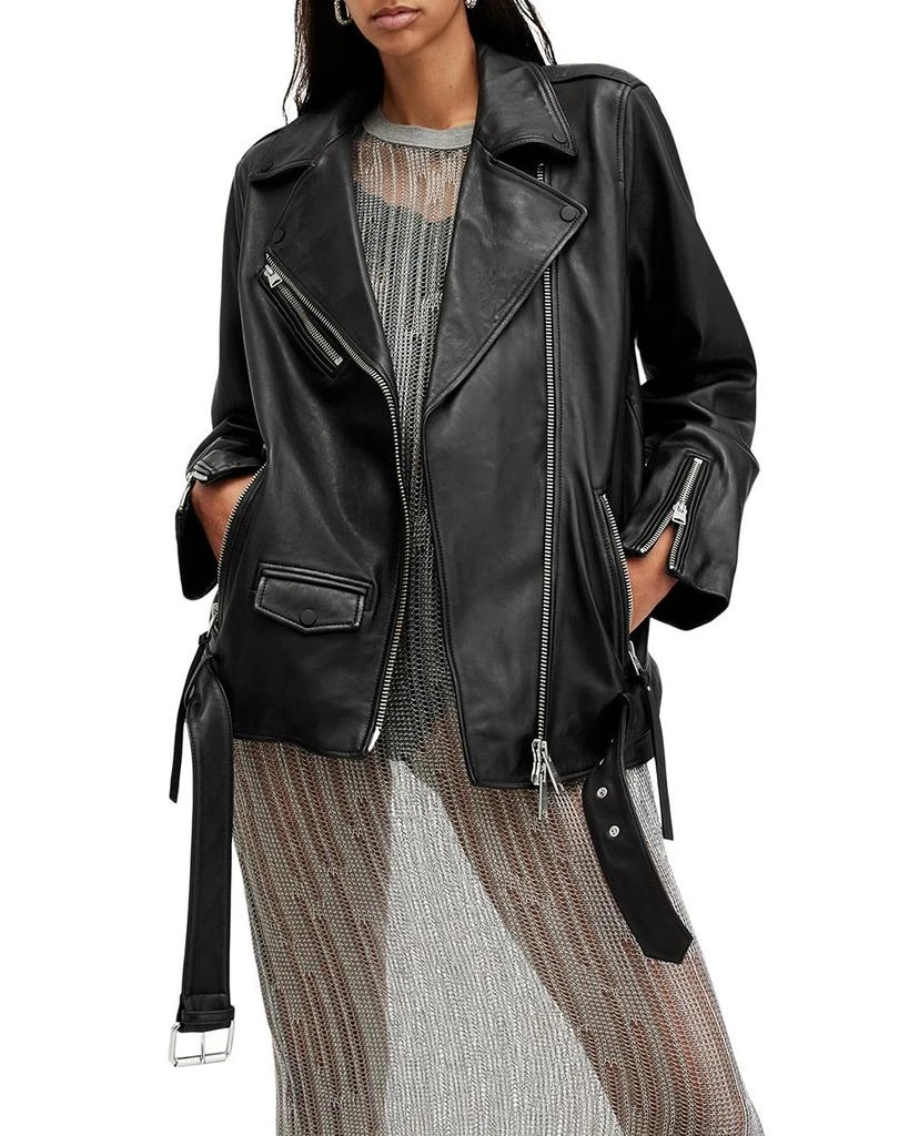 ALL SAINTS Billie Leather Oversized Biker Jacket 1