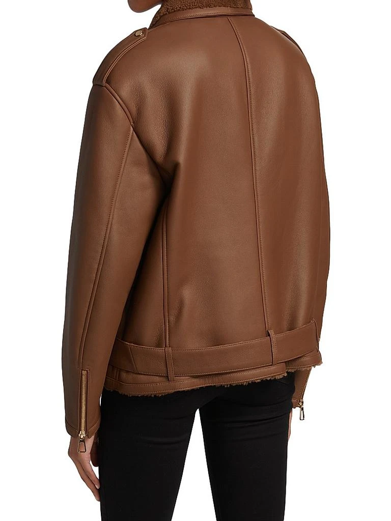 The Fur Salon Leather Shearling-Lined Moto Jacket 5