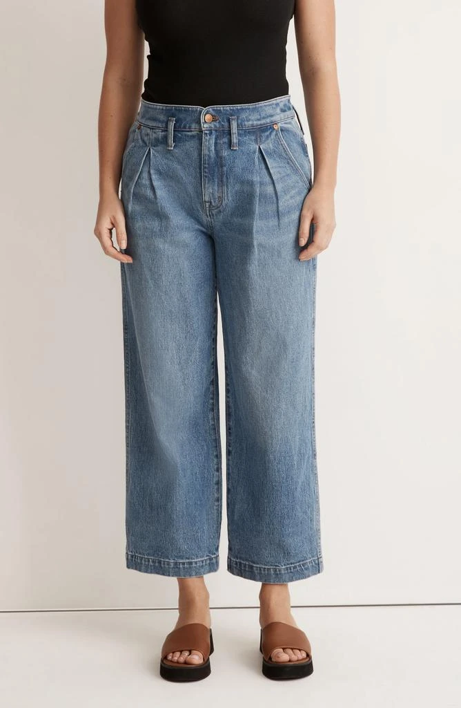 Madewell The Perfect Vintage Pleated High Waist Crop Wide Leg Jeans 9
