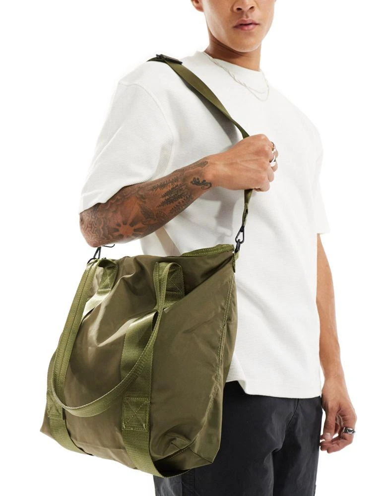 ASOS ASOS DESIGN nylon tote bag in khaki 1