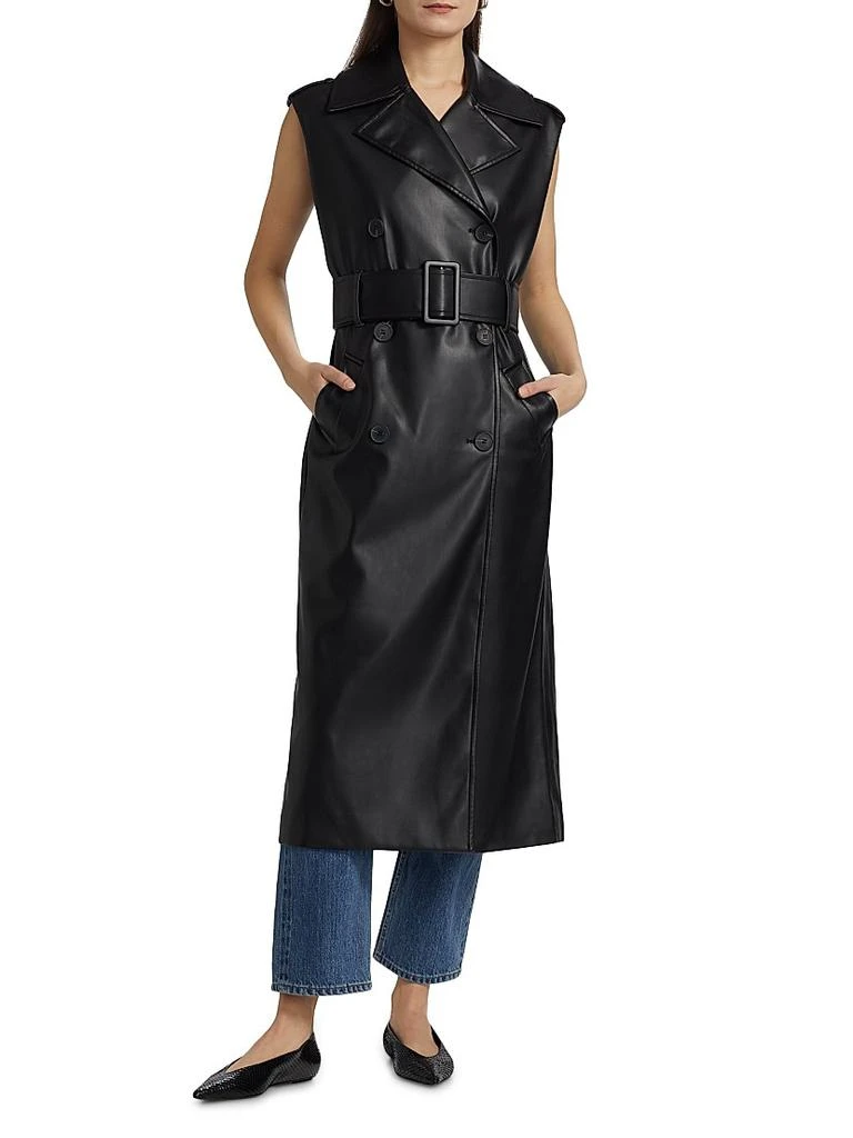 Susana Monaco Faux Leather Sleeveless Trench Coat 3