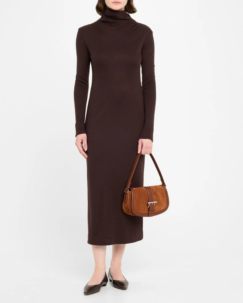 McQueen T-Bar Saddle Suede & Leather Crossbody Bag 6