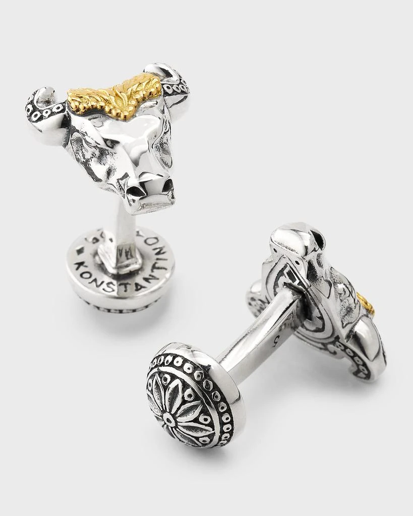 Konstantino Men's Sterling Silver and 18K Yellow Gold Bull Head Cufflinks 4