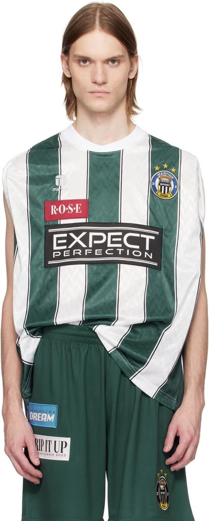 Martine Rose White & Green Twist Sleeve Football Jersey 1