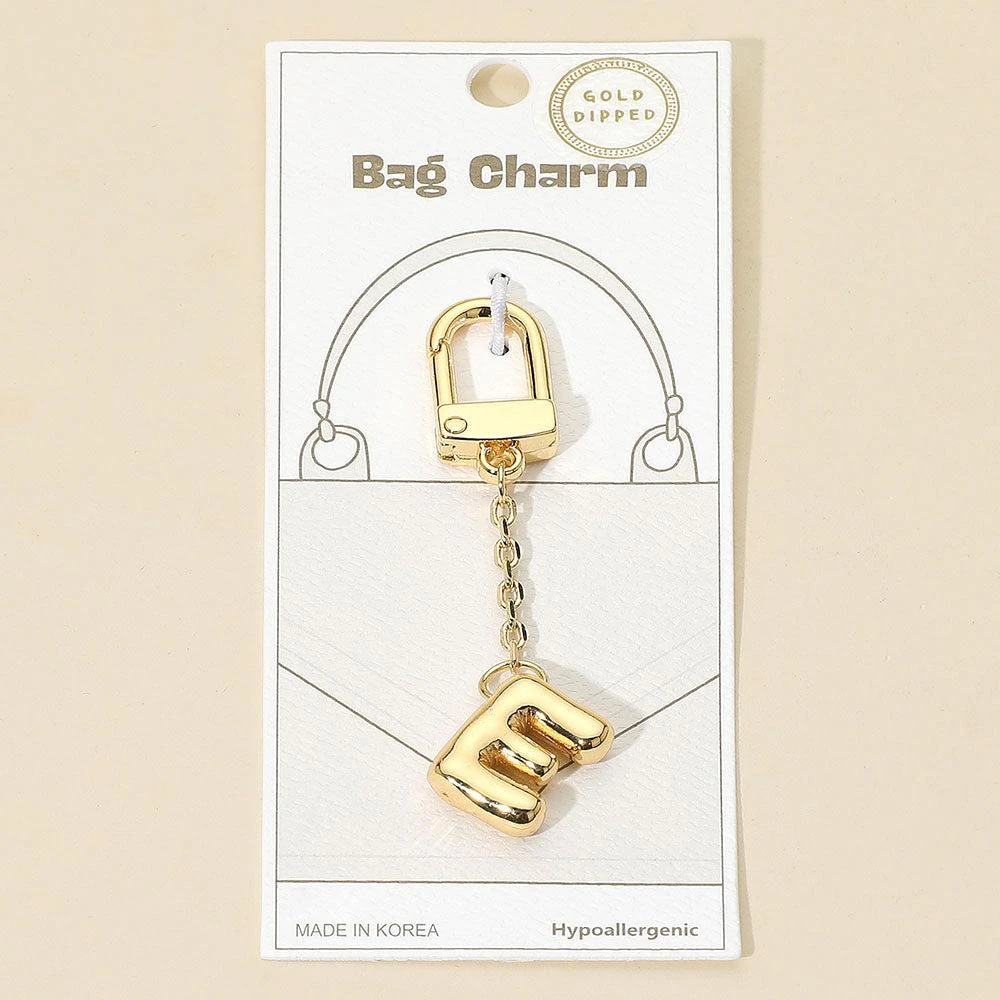 FASHNZFAB 16PCS - Gold Dipped Hypoallergenic Monogram Initial Keychain Bag Charm 2