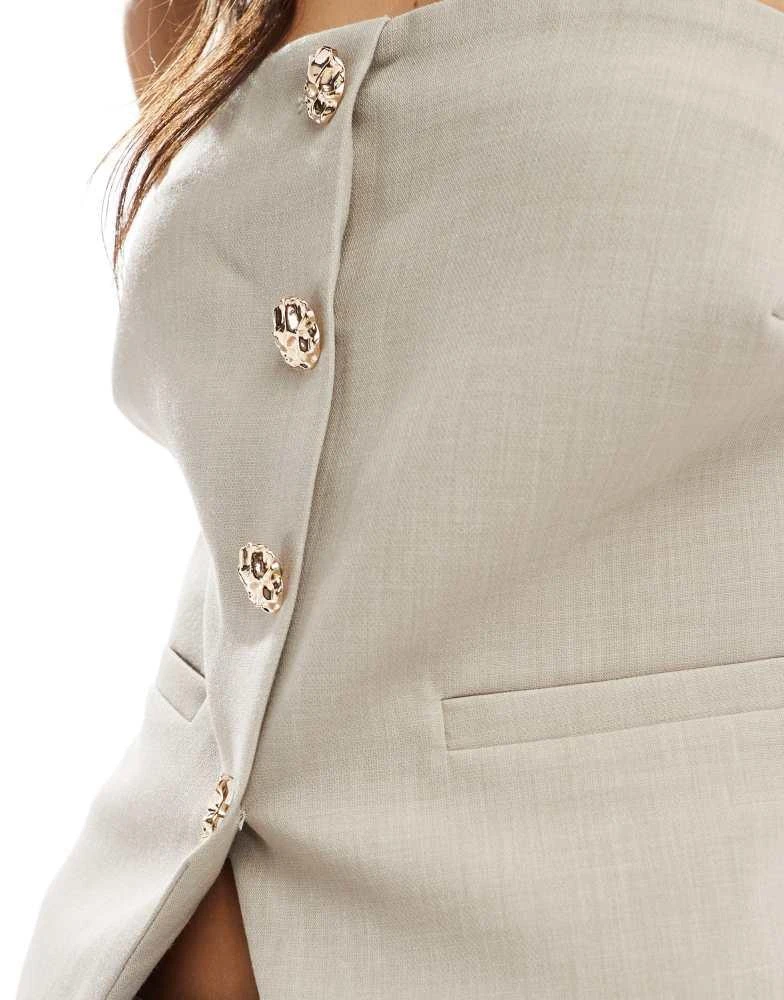 4th & Reckless 4th & Reckless bandeau gold button detail top in beige 3