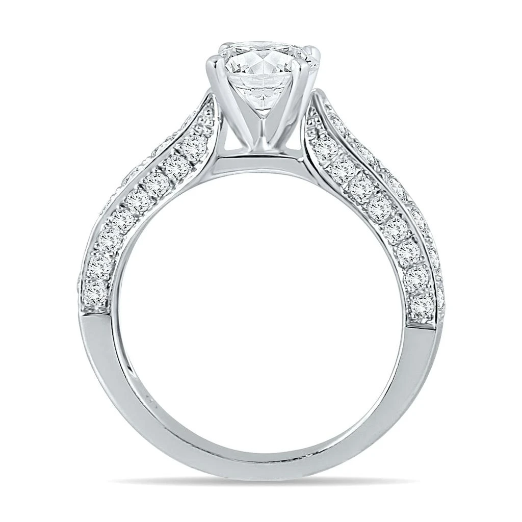 SSELECTS Ags Certified 1 7/8 Carat Tw Diamond Engagement Ring In 14K White Gold I-J Color, I2-I3 Clarity 2
