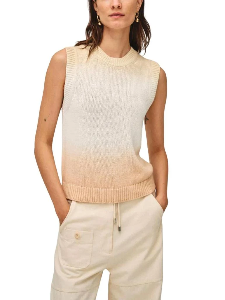 White + Warren Cotton Linen Dip Dye Shell 1
