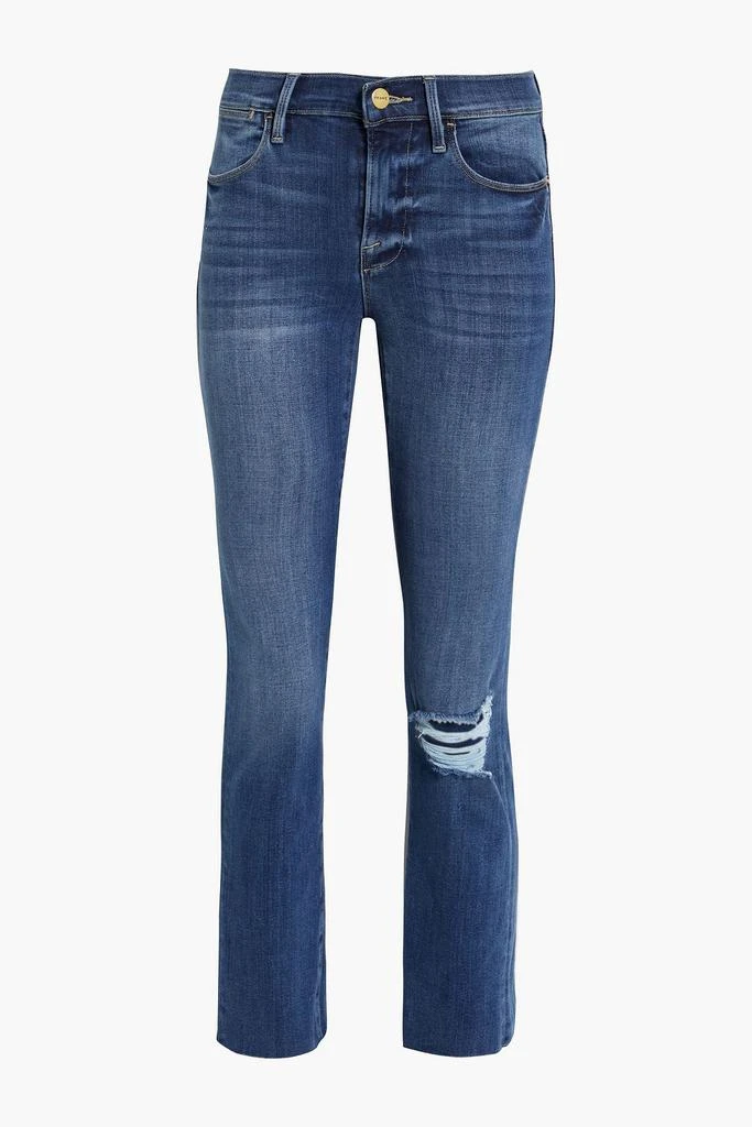 FRAME Distressed high-rise straight-leg jeans 1
