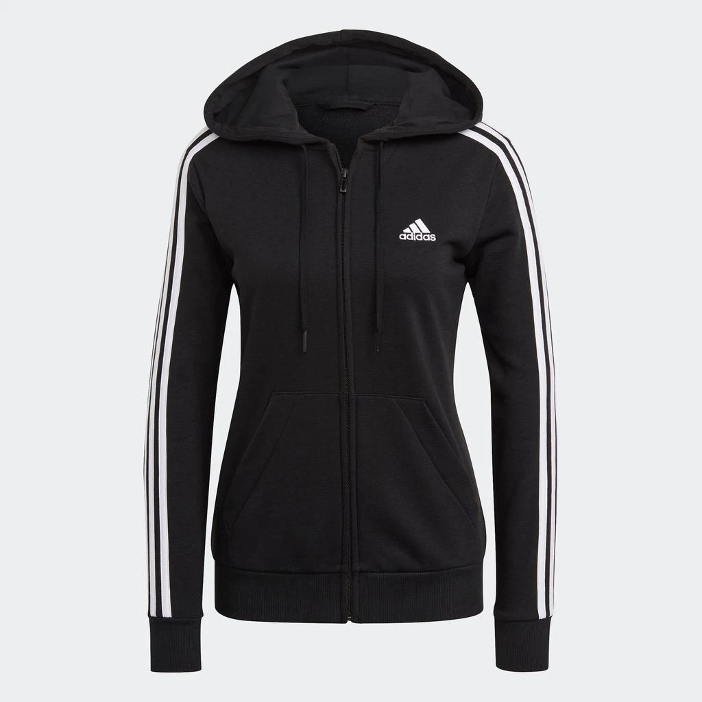 Adidas Women
s  Essentials French Terry 3-Stripes Full-Zip Hoodie