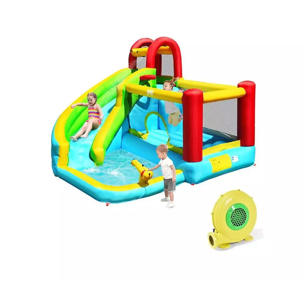 INOLAIT 6-in-1 Inflatable Bounce House with Climbing Wall and Basketball Hoop with Blower