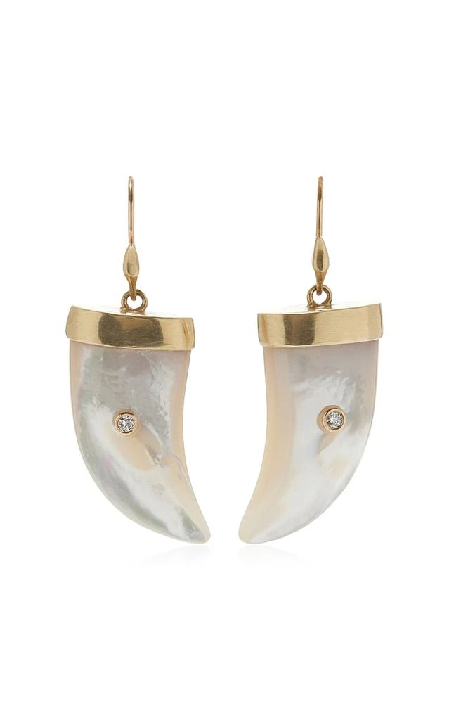 Annette Ferdinandsen Annette Ferdinandsen - Jeweled Claw 14K Yellow Gold; Diamond And Mother of Pearl Earrings - Gold - OS - Moda Operandi - Gifts For Her 1