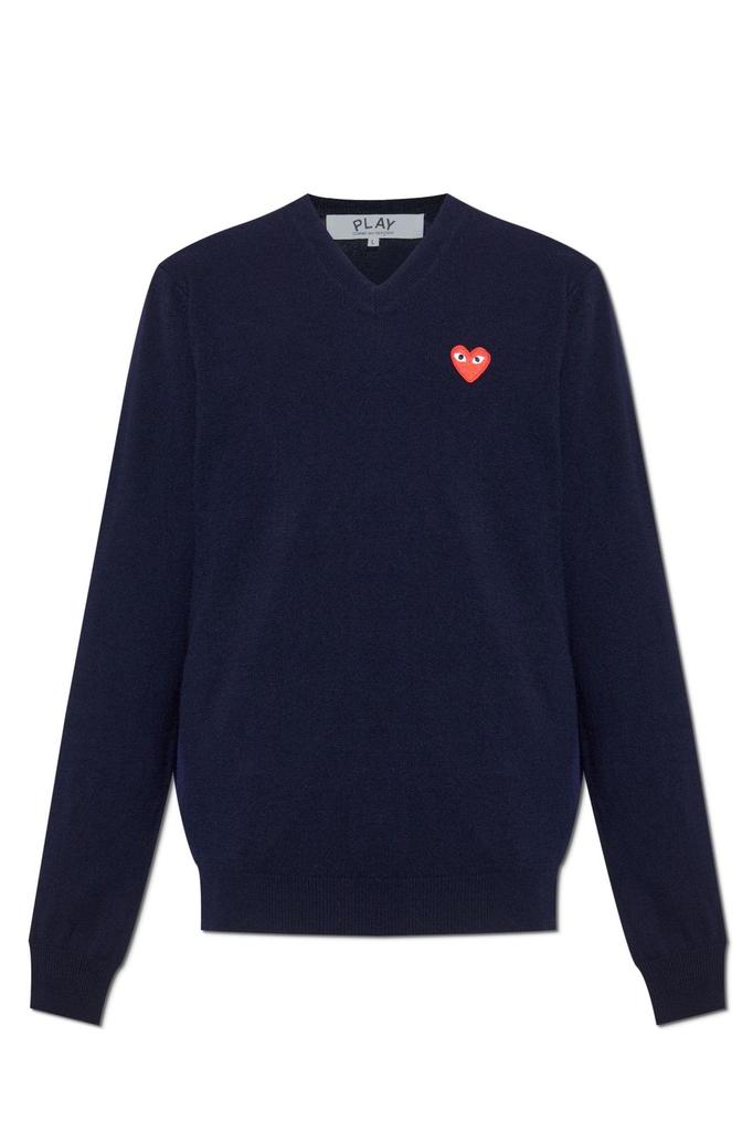 Comme des Garcons Comme des Garçons Play Heart Embroidered V-Neck Jumper