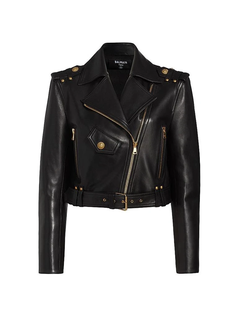 Balmain Crop Leather Biker Jacket 1