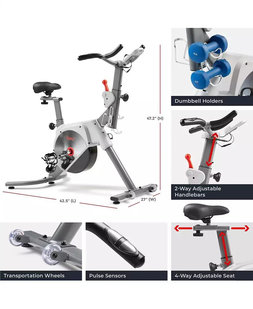 Sunny Health
Fitness Smart Two-stage Transmission Magnetic Belt Drive Upright Exercise Bike 3